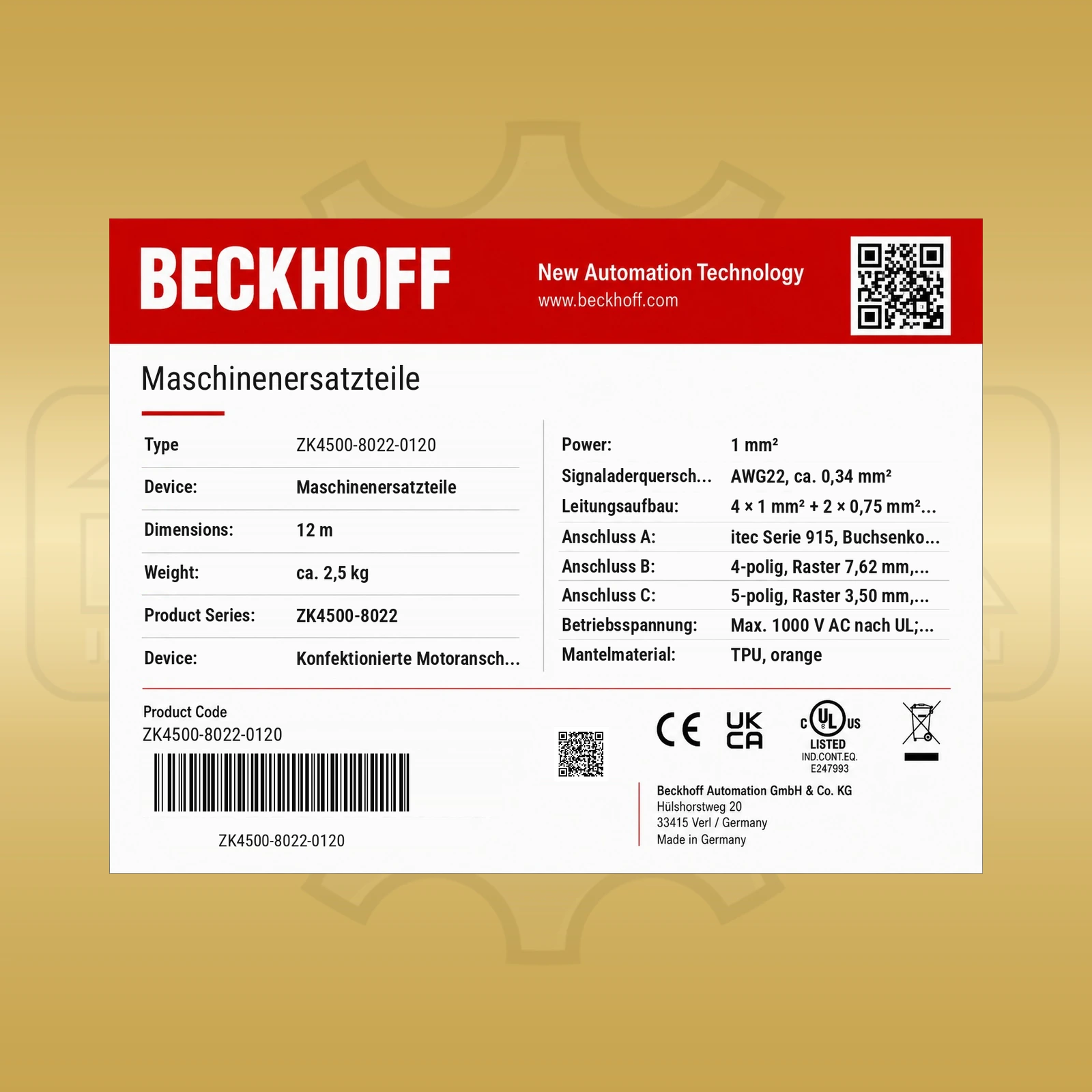 Beckhoff ZK4500-8022-0120